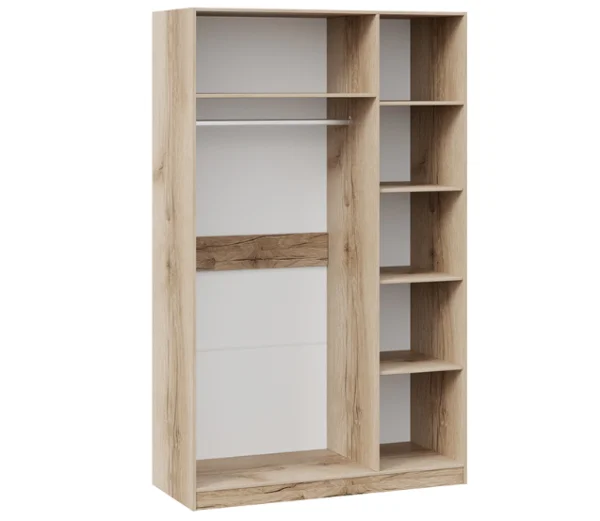 Шкаф комбинированный с 3 дверями Фьюжн дуб делано/белый глянец