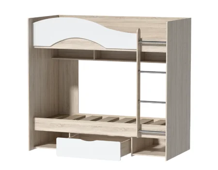 Кровать двухъярусная Галактика дуб сонома/белый глянец