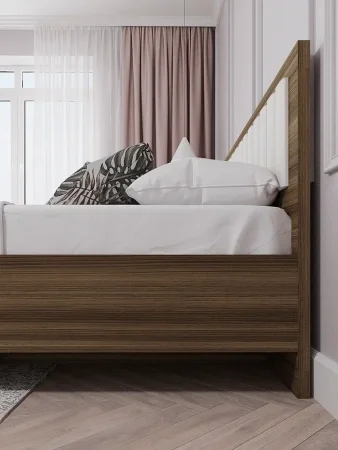 Кровать Роза 140 орех франклин/белый софт тренто
