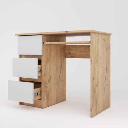 Стол письменный Охта Лайт 6.3 левый дуб вотан/белый