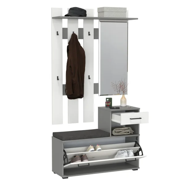 Модульная прихожая Лира графит/белый