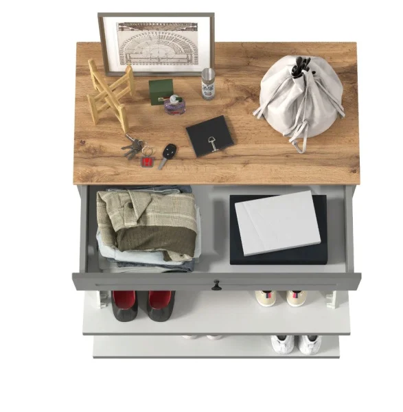 Тумба для обуви Остин 16.121 серый графит/дуб крафт золотой