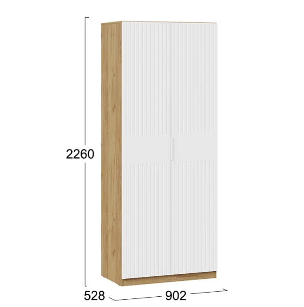 Шкаф для одежды Хилтон дуб крафт золотой/белый матовый