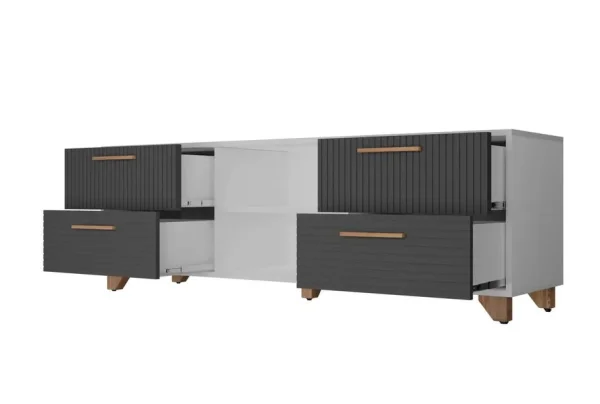 Тумба под ТВ с нишей Копенгаген белый/серый графит