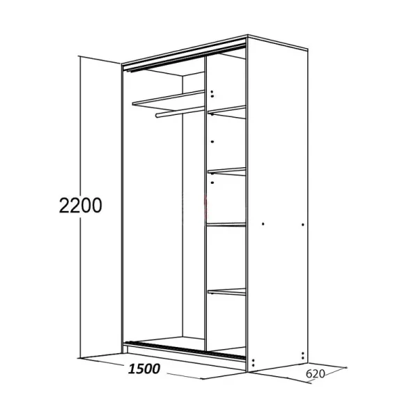 Шкаф-купе зеркальный Мираж 15 дуб млечный