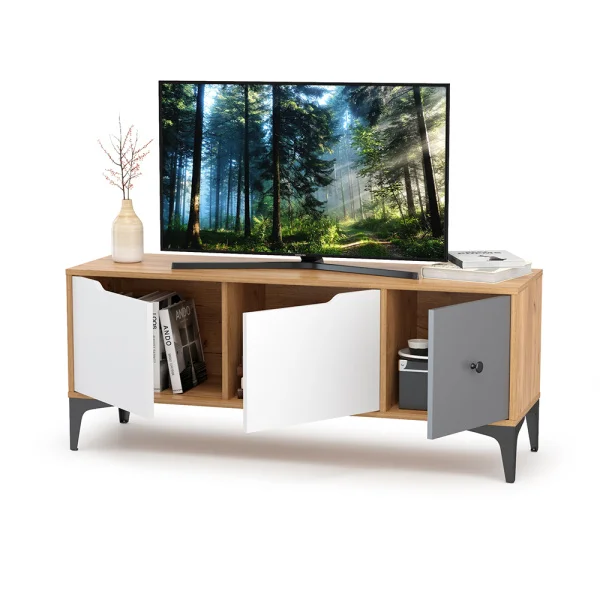 Тумба под ТВ Вайс 13.270.01 дуб золотой/тёмно-серый/МДФ милк софт