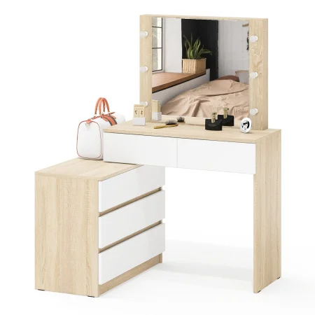 Стол косметический с подсветкой 110 дуб сонома/белый