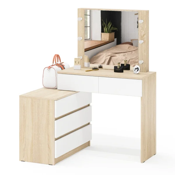 Стол косметический с подсветкой 110 дуб сонома/белый