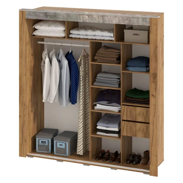 Шкаф-купе Франк крафт/бетон