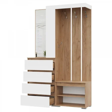 Прихожая Хелен ПР-01 (Хельга) дуб крафт золотой/белый