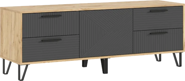 Тумба ТВ Флэш 1500 браш графит/дуб крафт