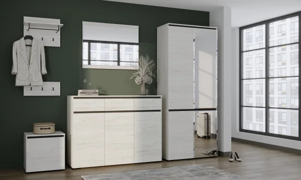 Комод Гретта 3С3Я дуб крафт белый/антрацит