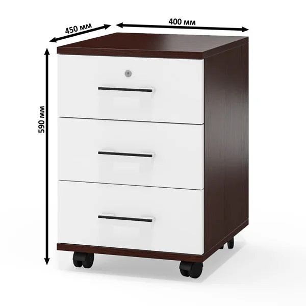 Тумба на колесиках МД 3.02 венге/белый
