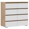 Комод 8 ящиков Хелен КМ-04 дуб крафт золотой/белый