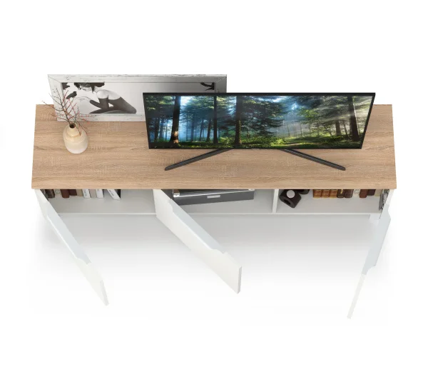 Тумба под ТВ 13.267.01 белый шагрень/дуб сонома