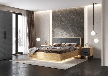 Кровать парящая Флэш 1,6 браш графит/дуб крафт