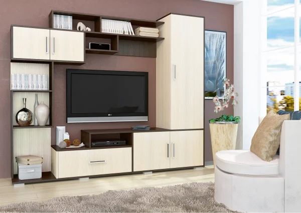 Стенка Пекин дуб крафт золотой/белый