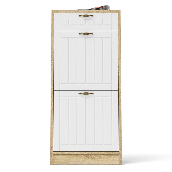 Тумба для обуви П-6 2 секции дуб сонома/белое дерево фрезеровка прованс