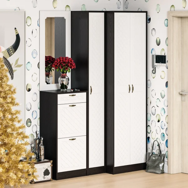 Пенал П-6 350 венге/белое дерево фрезеровка ромб