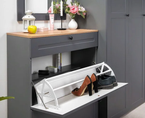 Тумба для обуви Остин 16.121 серый графит/дуб крафт золотой