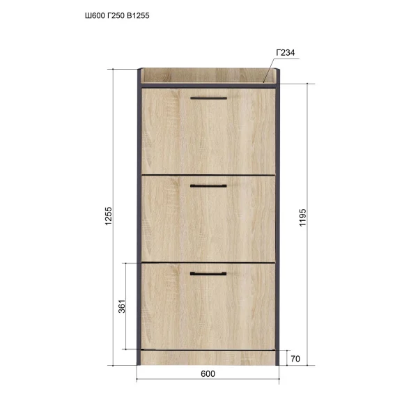 Шкаф обувной Эльза №63 дуб сонома