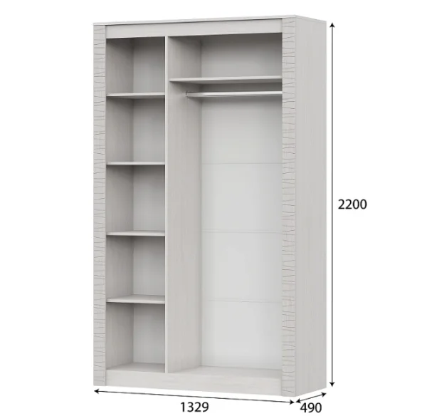 Шкаф комбинированный 3х створчатый Гамма-20 ясень анкор светлый/сандал светлый