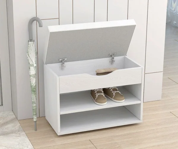 Обувница мягкая №3 ясень анкор светлый/белый экокожа Обувница мягкая №3 ясень анкор светлый/белый экокожа