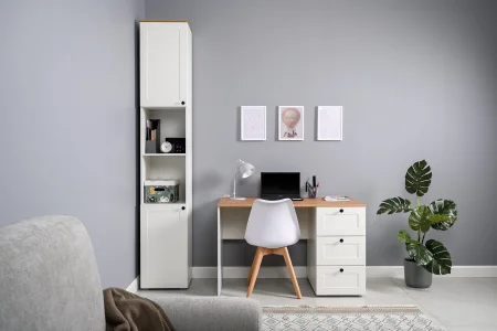 Стеллаж Остин 16.427 белый шагрень/дуб крафт золотой