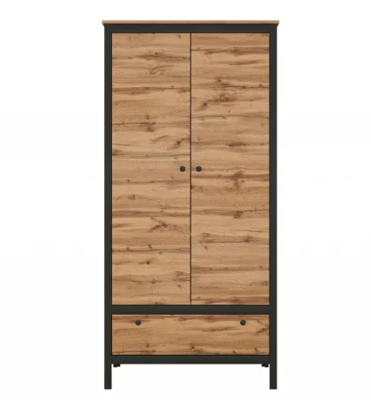 Шкаф Лофт SZF2D1S дуб вотан/черный