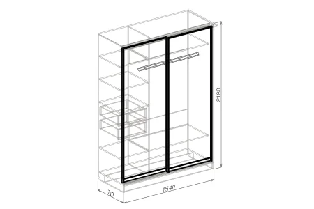 Шкаф-купе Токио 2-х створчатый венге/бодега