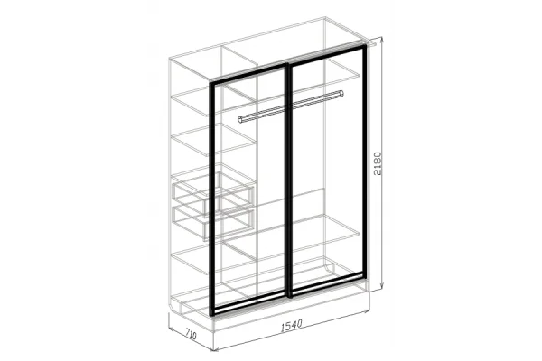 Шкаф-купе Токио 2-х створчатый венге/бодега