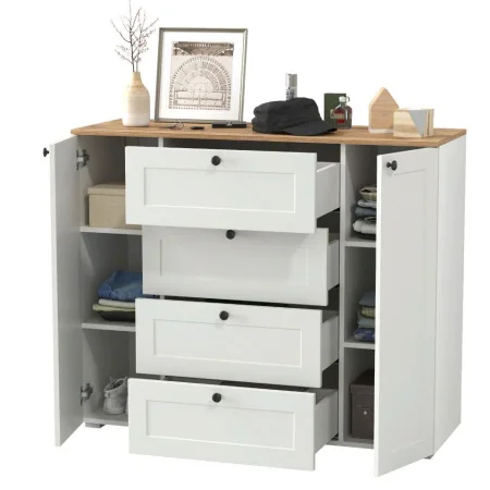 Комод Остин 16.221 белый шагрень/дуб крафт золотой