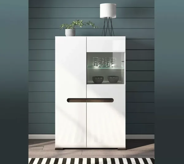 Шкаф с витриной Ацтека REG1W1D/14/9 белый глянец