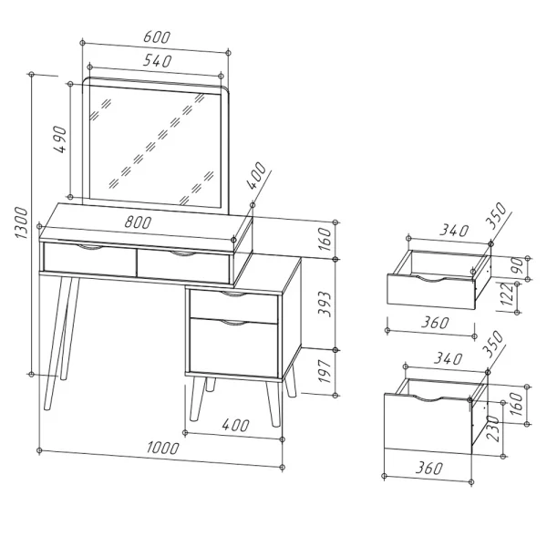 Трюмо 4-25910 белый/дуб крафт серый