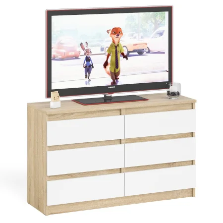 Широкий комод шесть ящиков МК 1200.6 дуб сонома/белый