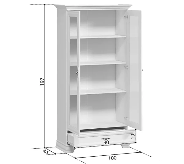 Шкаф-витрина Кентаки REG2W1S белый
