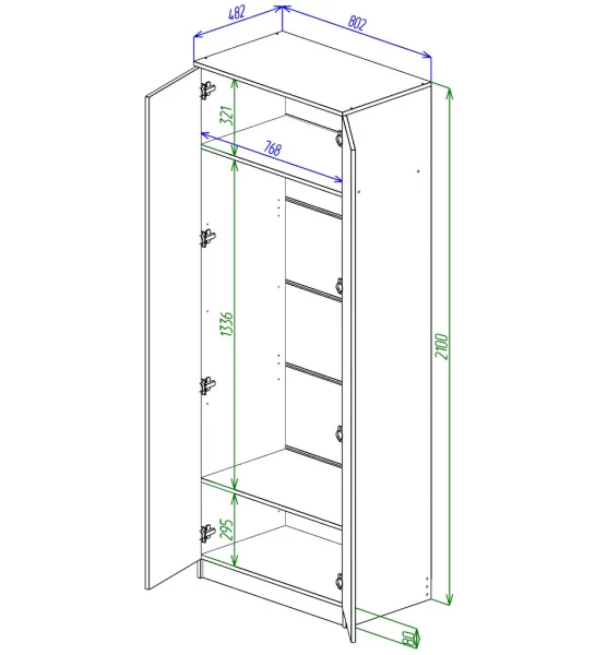 Шкаф 2-х дверный Охта Лайт 800 графит