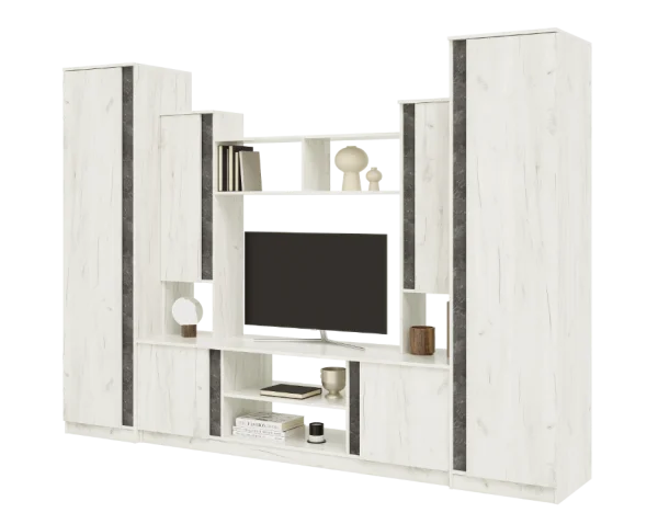 Гостиная Атлантида-5 бетон темный/дуб крафт белый