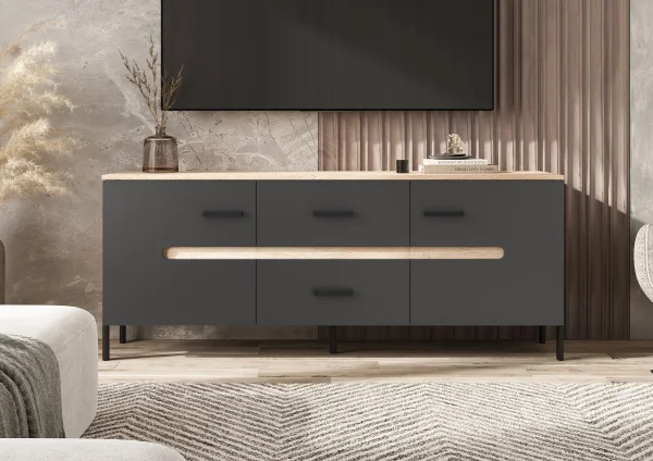 Тумба ТВ Ким (металл) дуб сонома/графит