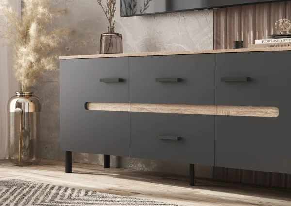 Тумба ТВ Ким (металл) дуб сонома/графит