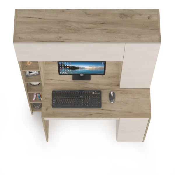 Стол компьютерный Комфорт 12.71 дуб крафт серый/шёлковый камень