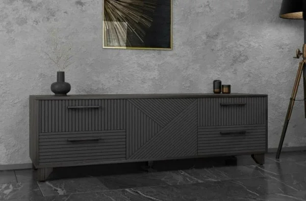 Тумба под ТВ со створкой Копенгаген венге/черный матовый