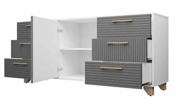 Комод Копенгаген белый/серый графит