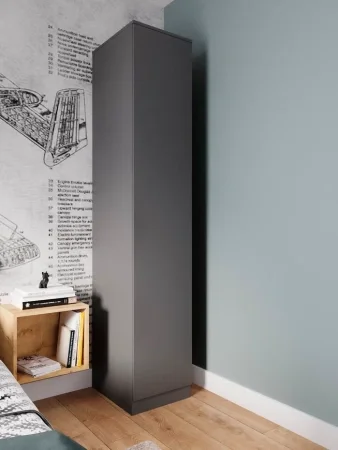 Шкаф однодверный с полками Мори МШ 400 графит