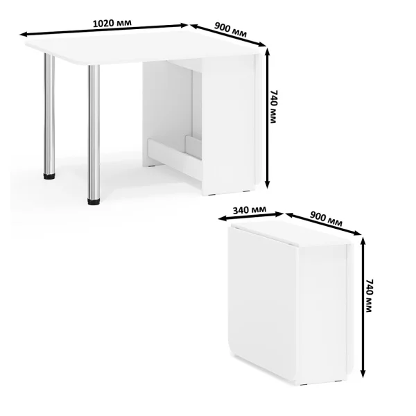 Стол-книжка обеденный СО-04 белый Стол-книжка обеденный СО-04 белый