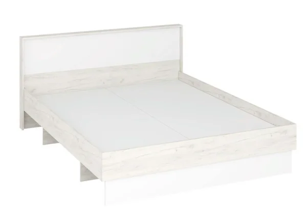 Кровать Дублин КР-160 дуб крафт белый/белый