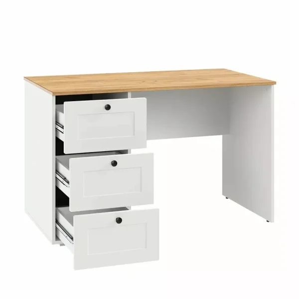 Стол письменный Остин 12.159 белый шагрень/дуб крафт золотой