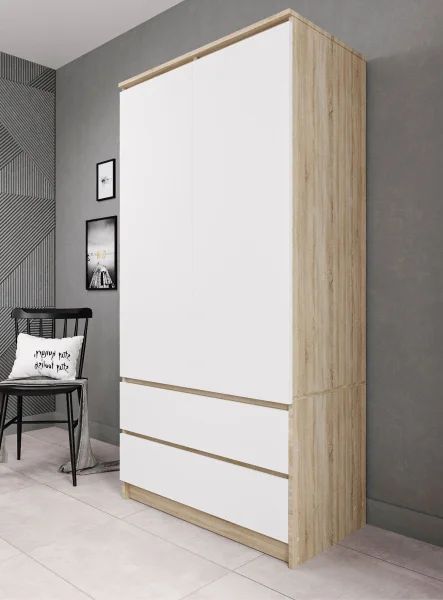 Шкаф двухдверный Мори МШ 900.1 дуб сонома/белый