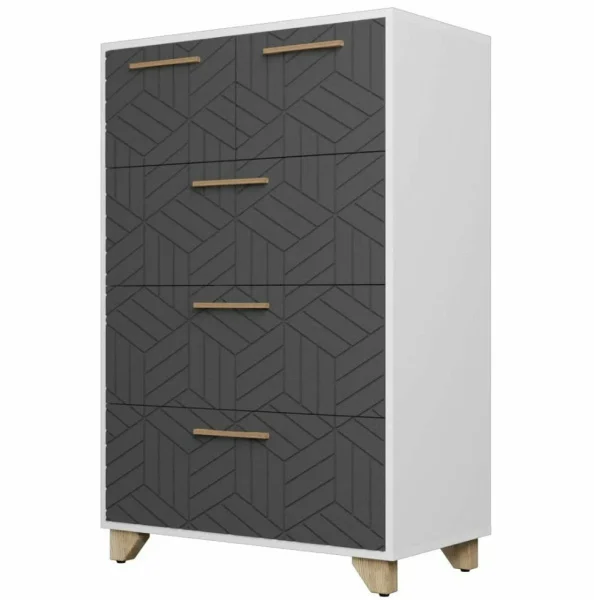 Комод Амстердам белый/серый графит