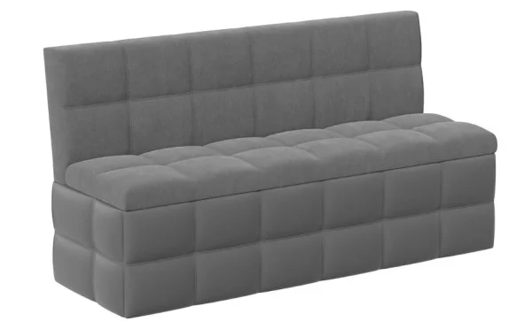 Скамья прямая Домино исп 2 кожзам серый, велюр серый